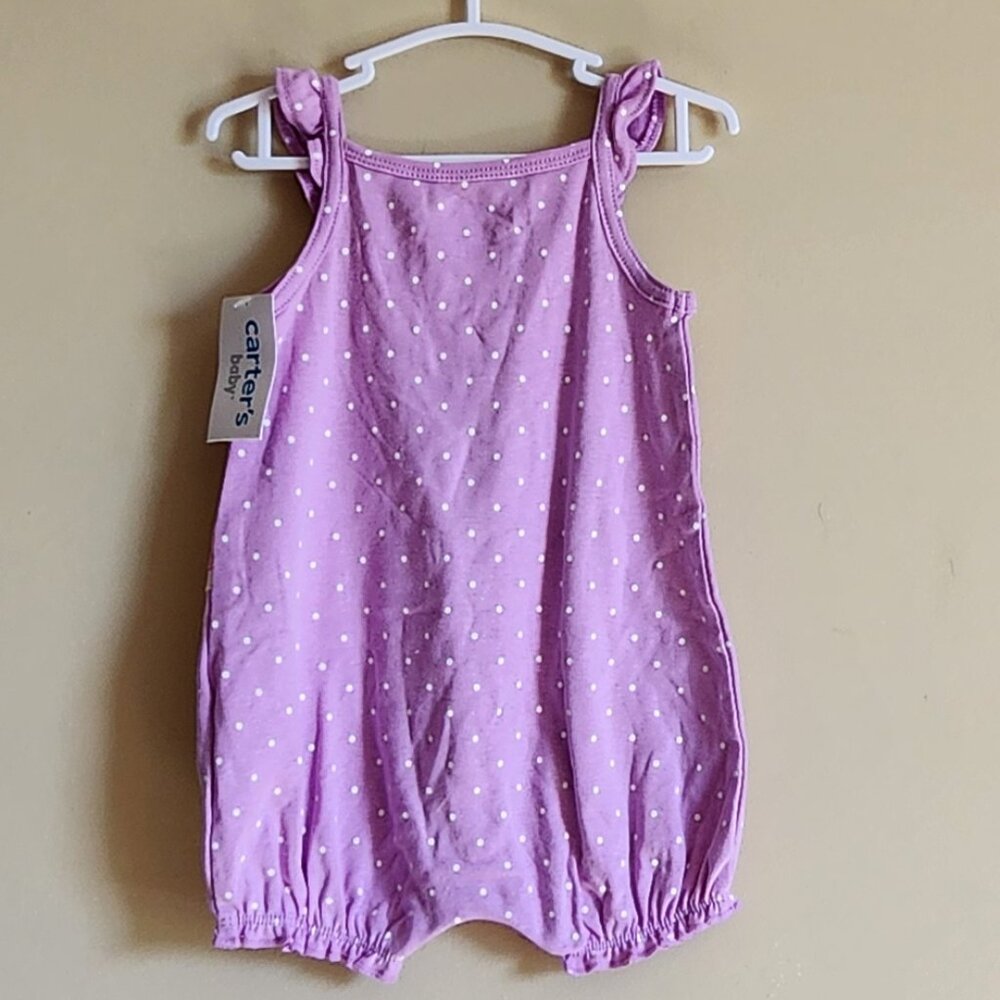 NWT Carter’s Baby Girls Purple Shark Romper Size 9 Months - Picture 4 of 5